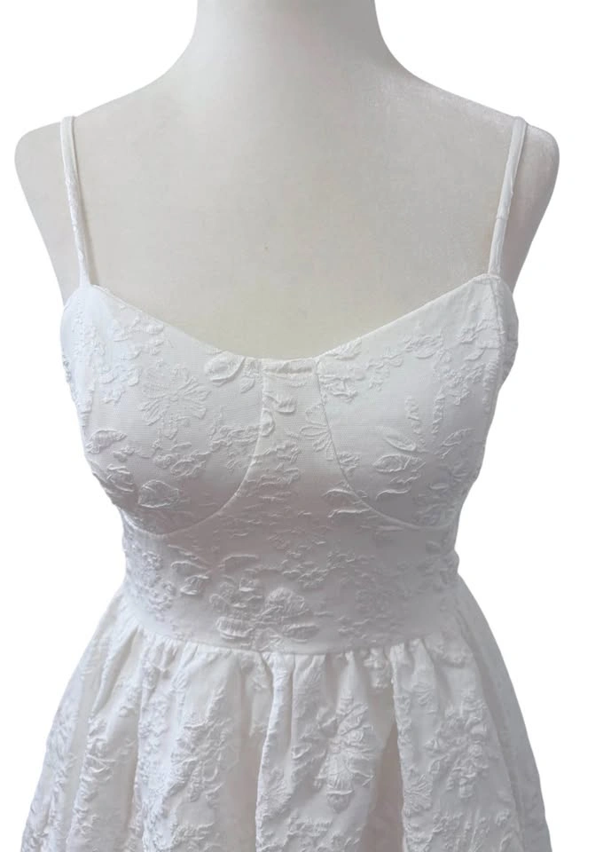 SHEIN MOD White Floral Jacquard Mini Dress XS - photo 3
