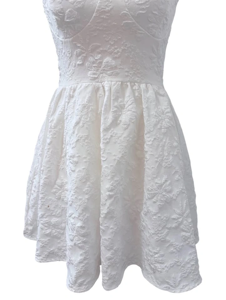SHEIN MOD White Floral Jacquard Mini Dress XS - photo 4