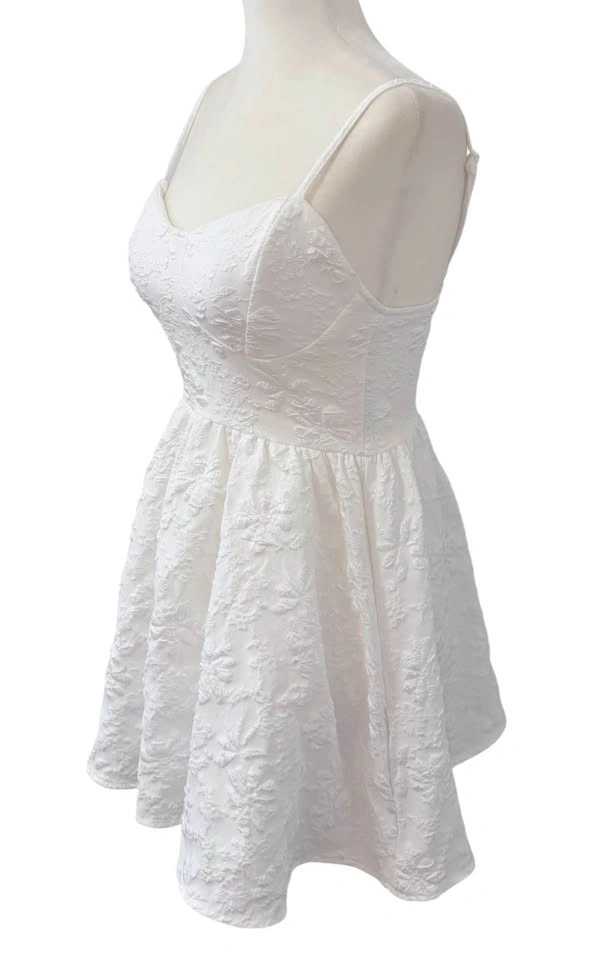SHEIN MOD White Floral Jacquard Mini Dress XS - photo 5