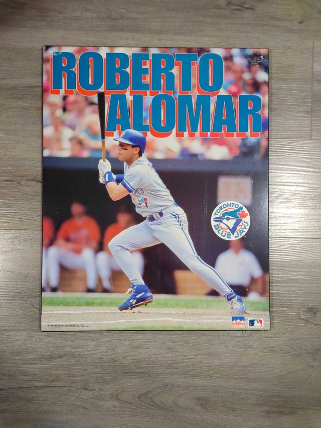 Vintage 1993 Blue Jays World Series Roberto Alomar Wood Poster