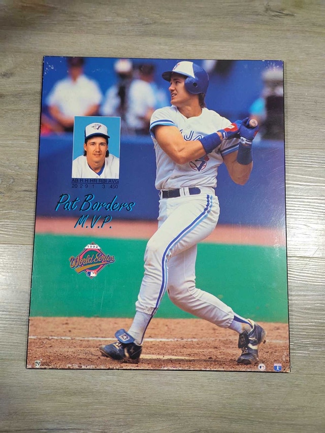 Vintage 1992 Blue Jays World Series Pat Borders Wood Poster
