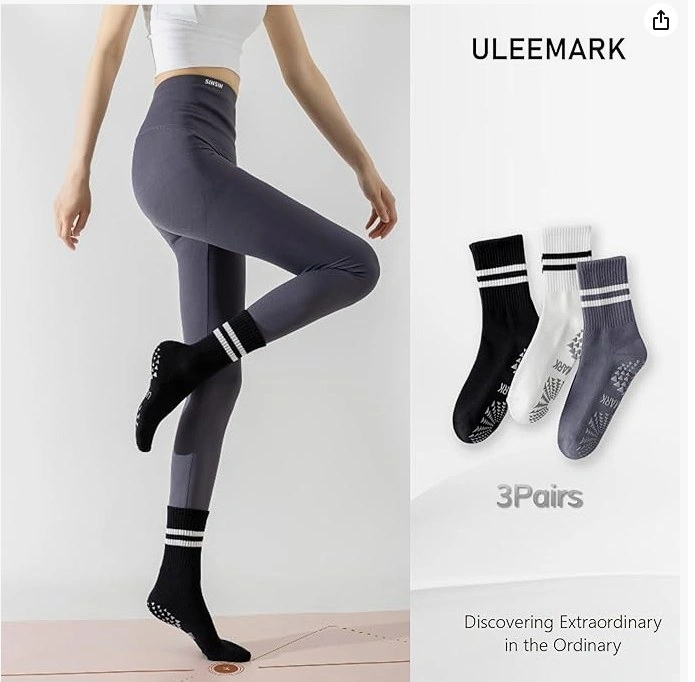 3 Pairs Pilates Yoga Non Slip Grip Socks - New / Unopened - photo 2