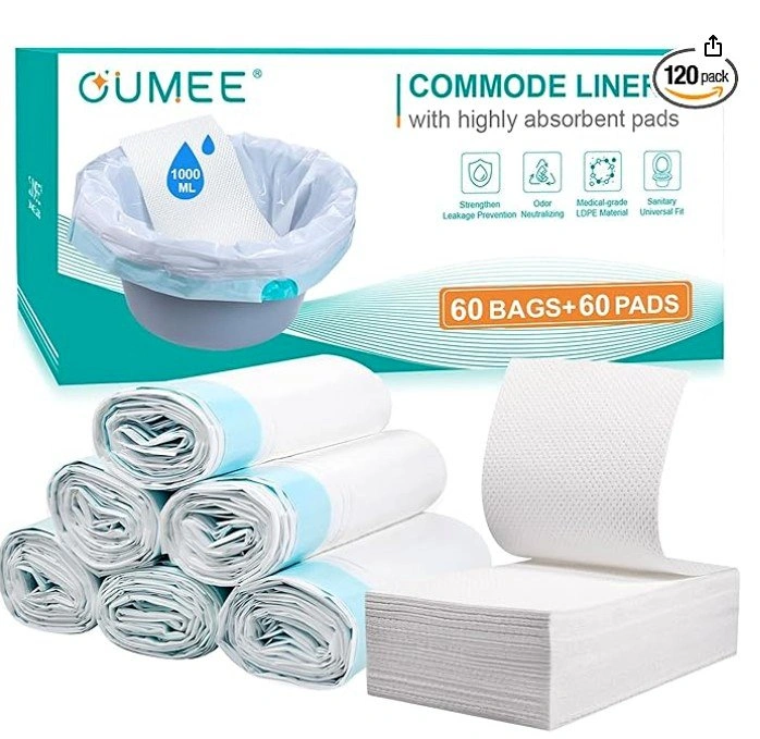 60 Commode Liners with Absorbent Pads