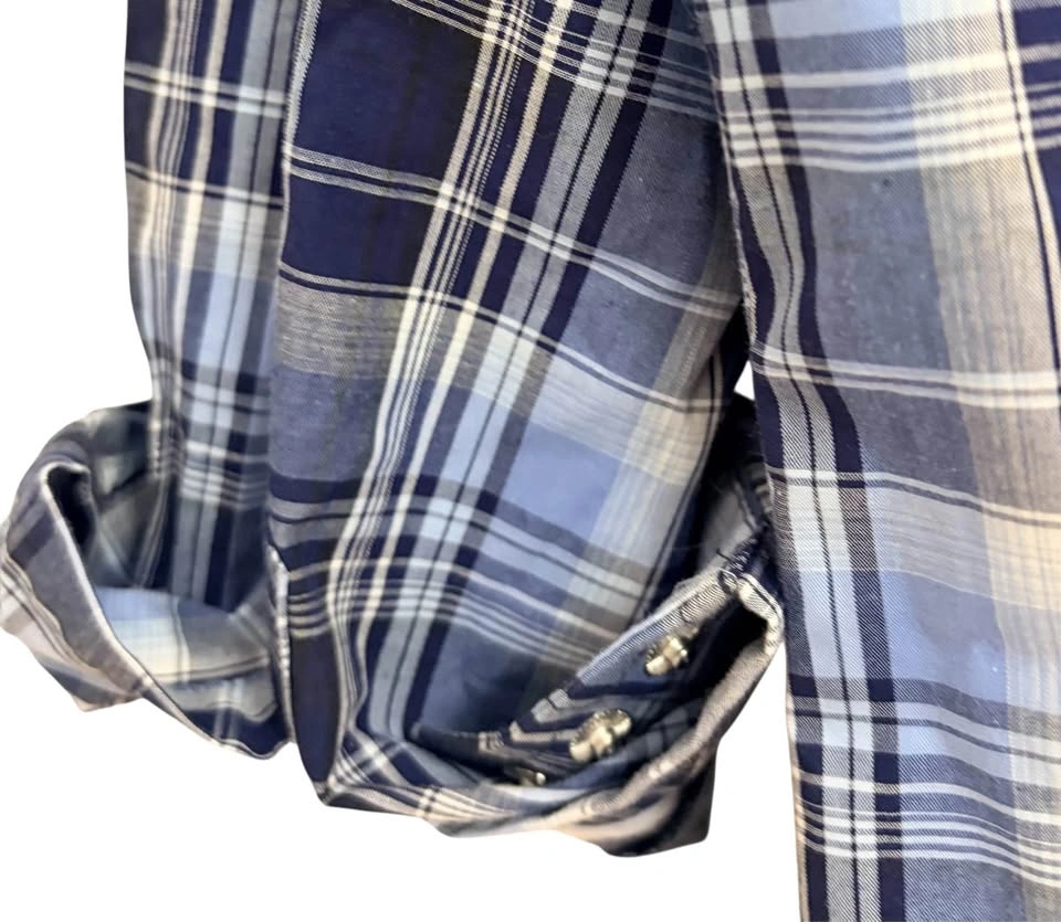 Wrangler Retro Western Shirt Mens Large Blue Plaid - photo 4