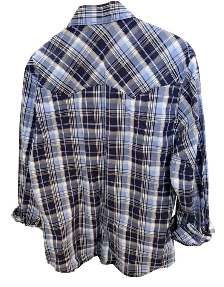 Wrangler Retro Western Shirt Mens Large Blue Plaid - photo 5