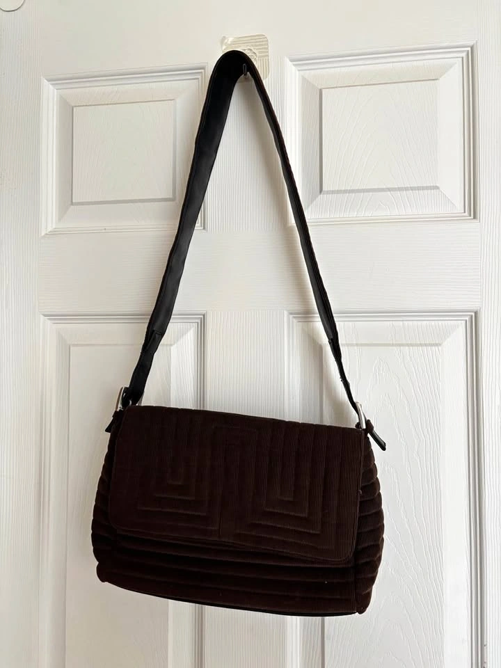 Brown Corduroy Sling Bag