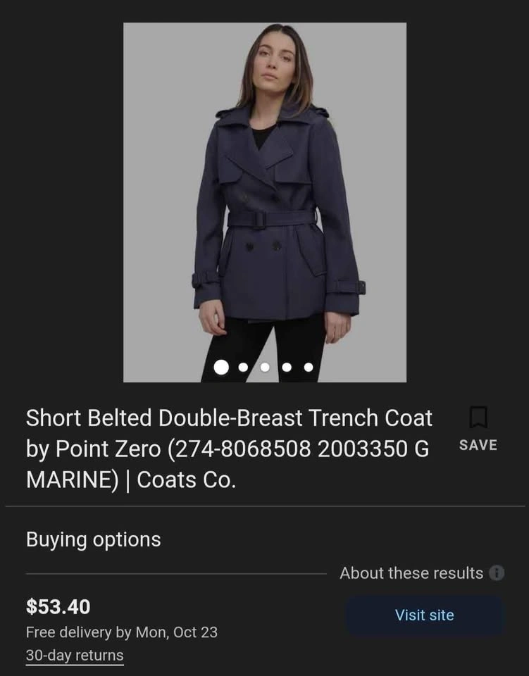 Classic Navy Trench Coat - Size S/M - photo 2