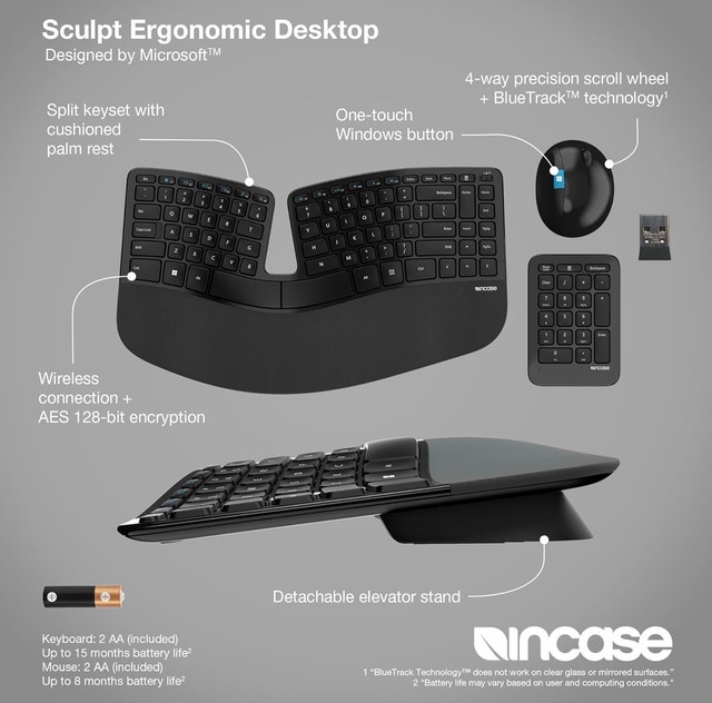 InCase Sculpt Ergonomic Desktop Wireless Keyboard and Mouse Set - photo 3