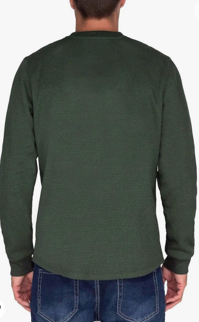 BC Clothing Waffle Knit Fleece Crew Sweatshirt - Green - photo 2