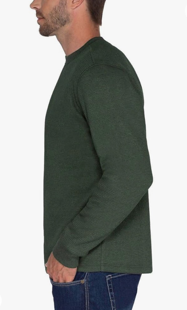 BC Clothing Waffle Knit Fleece Crew Sweatshirt - Green - photo 3