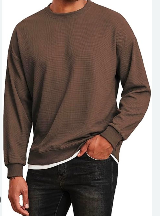 Brand New BC Clothing Waffle Knit Fleece Lined Crew Sweatshirt