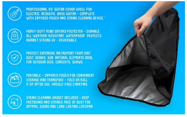 Brand New Wecker 43" Guitar Dust Cover with String Cleaner - photo 3
