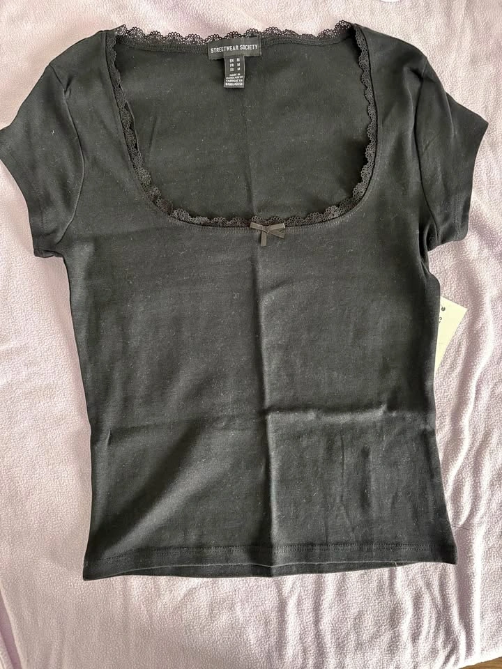 Black Lace Trim Top (M)
