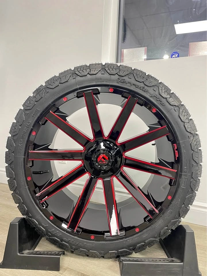 Fuel Contra 24" Wheels with Terrain Pro 35" Tires for Jeep