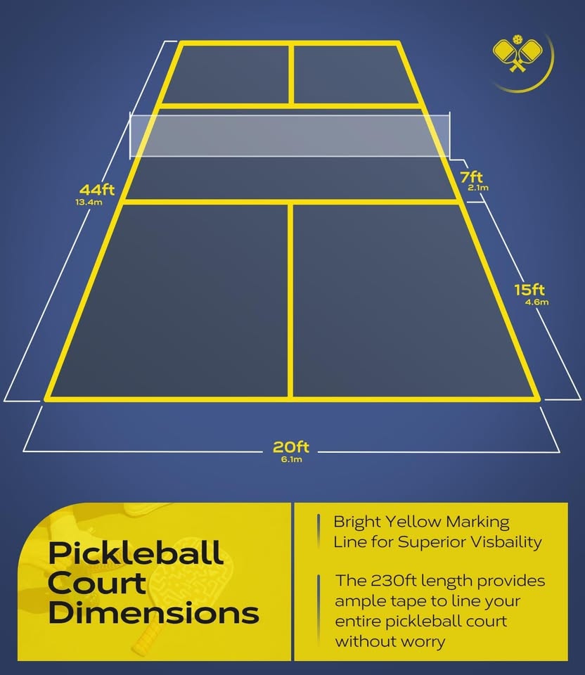Pickleball Court Tape, Floor Marking Tape - No Residue - photo 5