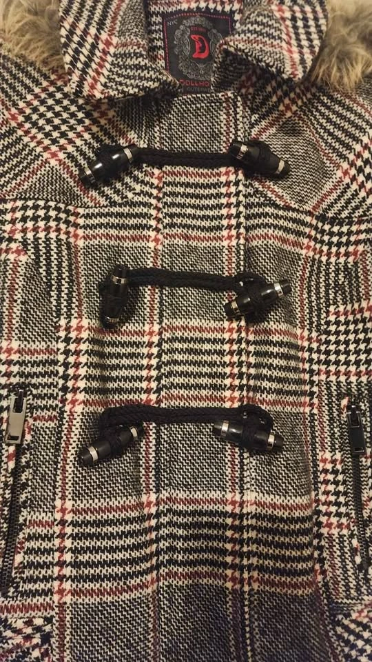 VTG Dollhouse Plaid Toggle Jacket - Faux Leather Sleeves & Hoode - photo 4