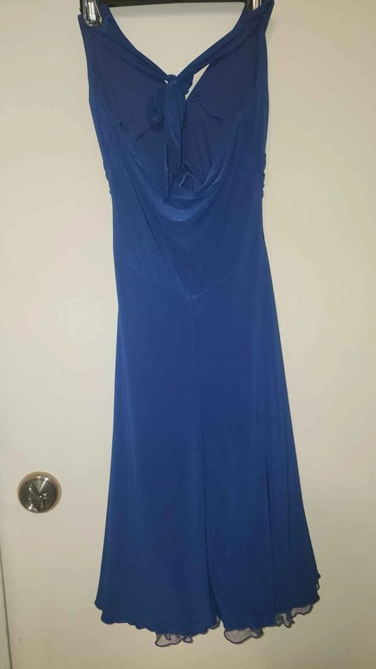 Tattoo Royal Blue Halter Cocktail Dress w/ Rhinestone Brooch - S - photo 2