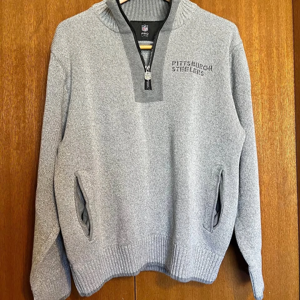 Men's XL Pittsburgh Steelers Knit NFL Pro Line Quarter Zip Sweat