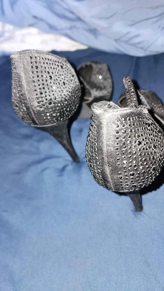 Le Château Black Rhinestone Peep-Toe Platform Stilettos - Size 1 - photo 3