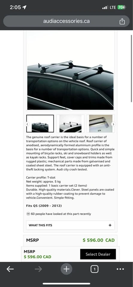 Audi Roof Racks new in box