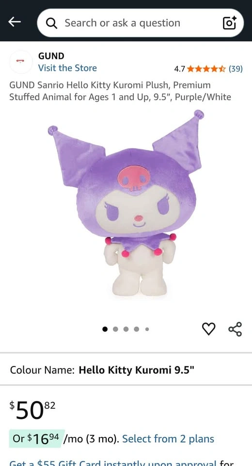 ✨️NEW Official Sanrio GUND Kuromi Plushie💜✨️ - photo 5