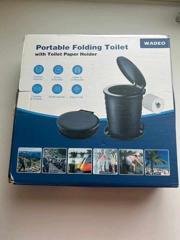 Portable Folding Toilet - Adjustable Camping Porta Potty with Li - photo 3
