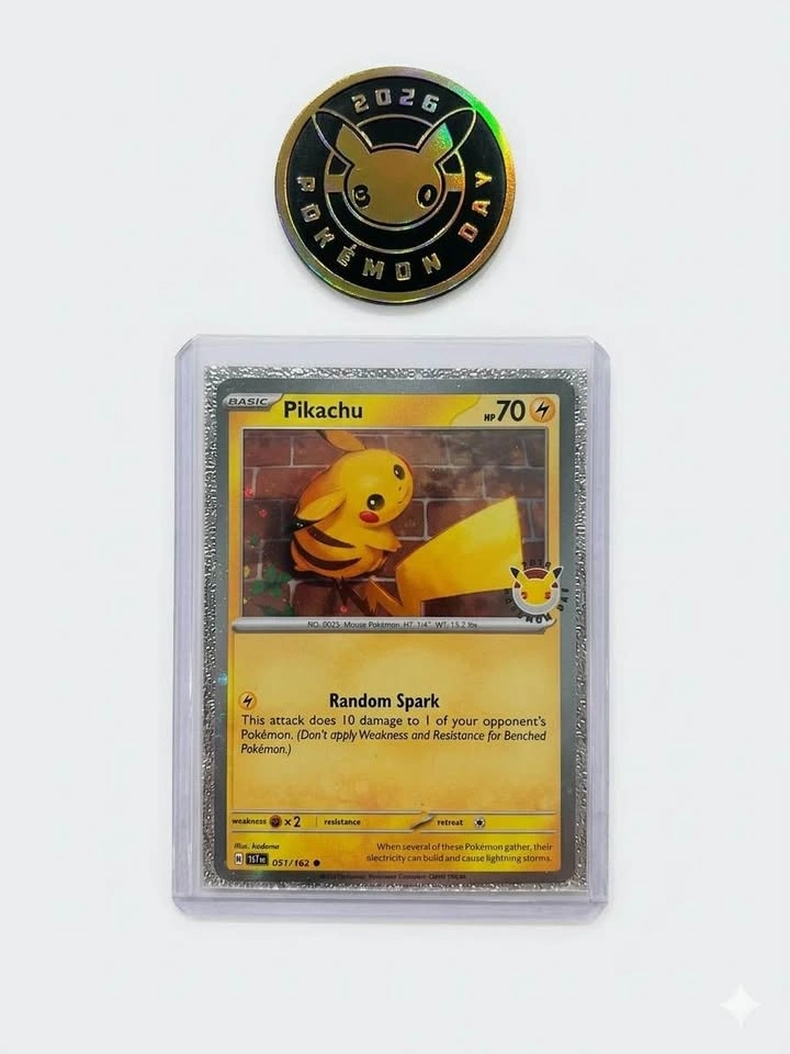 Pikachu 051/162 Pokemon Day 30th Anniversary Stamped Promo + Coi - photo 2