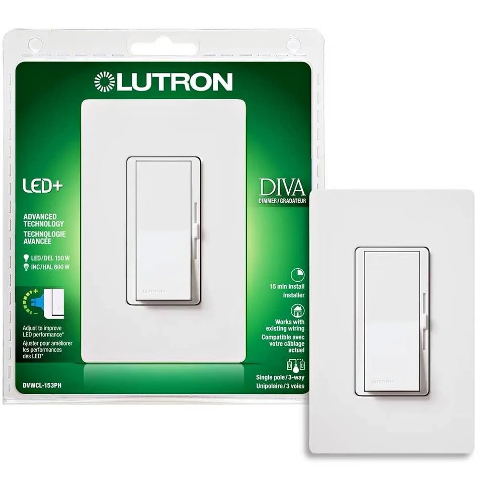 Lutron Diva LED+ Dimmer Switch, Single-Pole/3-Way, White