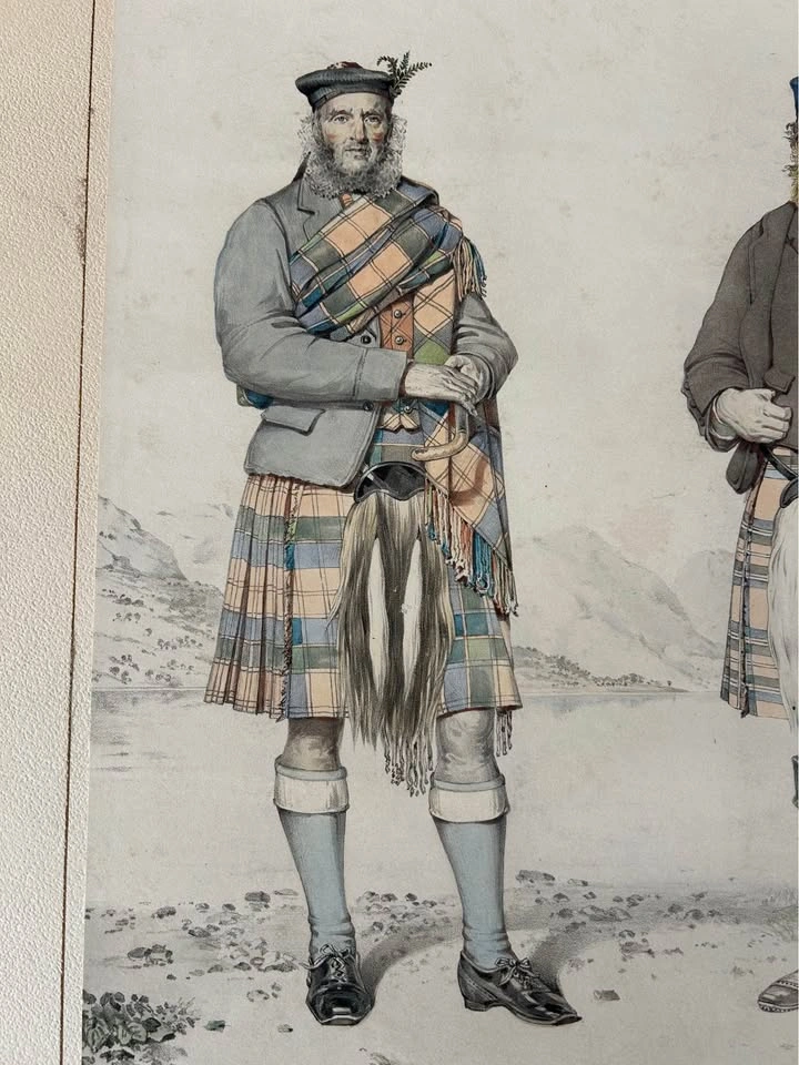 Antique 1870 Scottish Highland Lithograph – Harris Men - photo 5