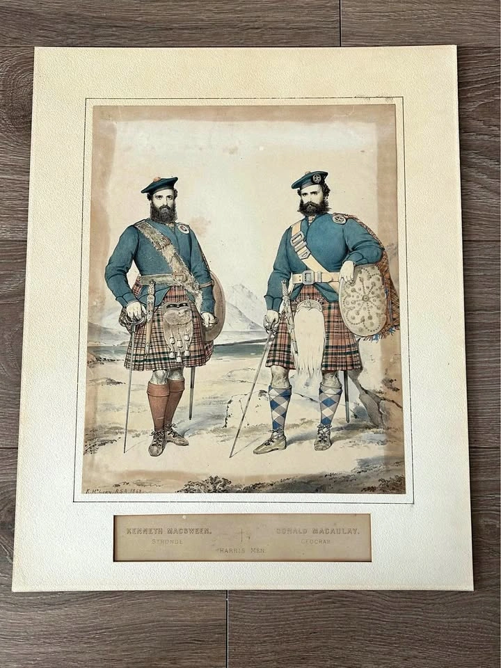 Antique 1870 Scottish Lithograph – Clan Robertson & Clan Stewart