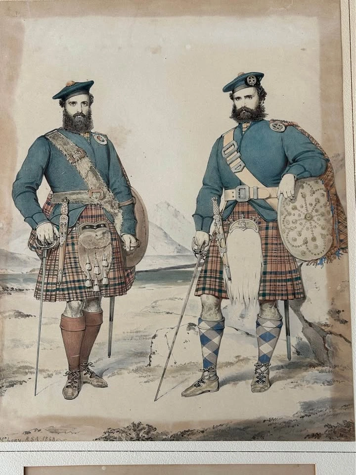 Antique 1870 Scottish Lithograph – Clan Robertson & Clan Stewart - photo 2