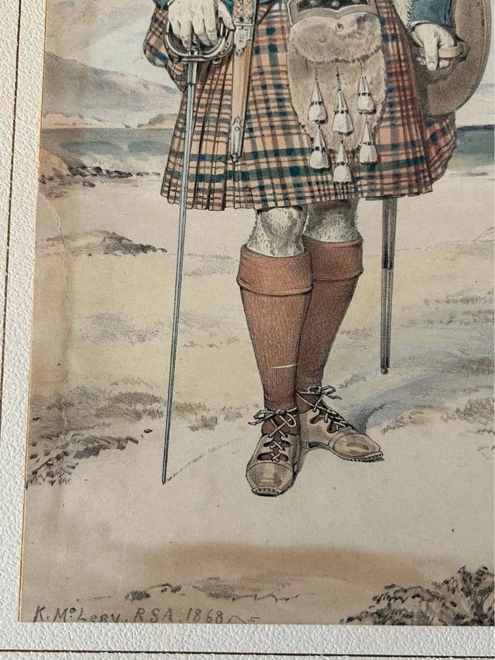 Antique 1870 Scottish Lithograph – Clan Robertson & Clan Stewart - photo 3