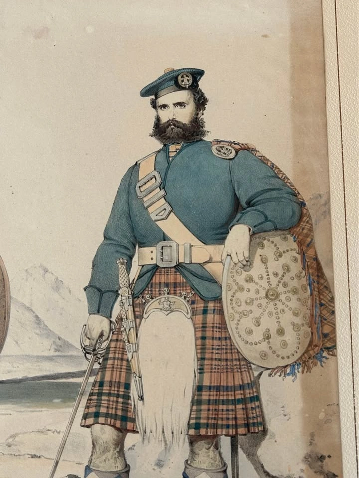 Antique 1870 Scottish Lithograph – Clan Robertson & Clan Stewart - photo 5