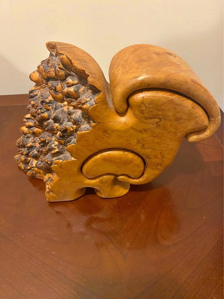Vintage Fred Buss Burl Wood Puzzle Sculpture / Stash Box