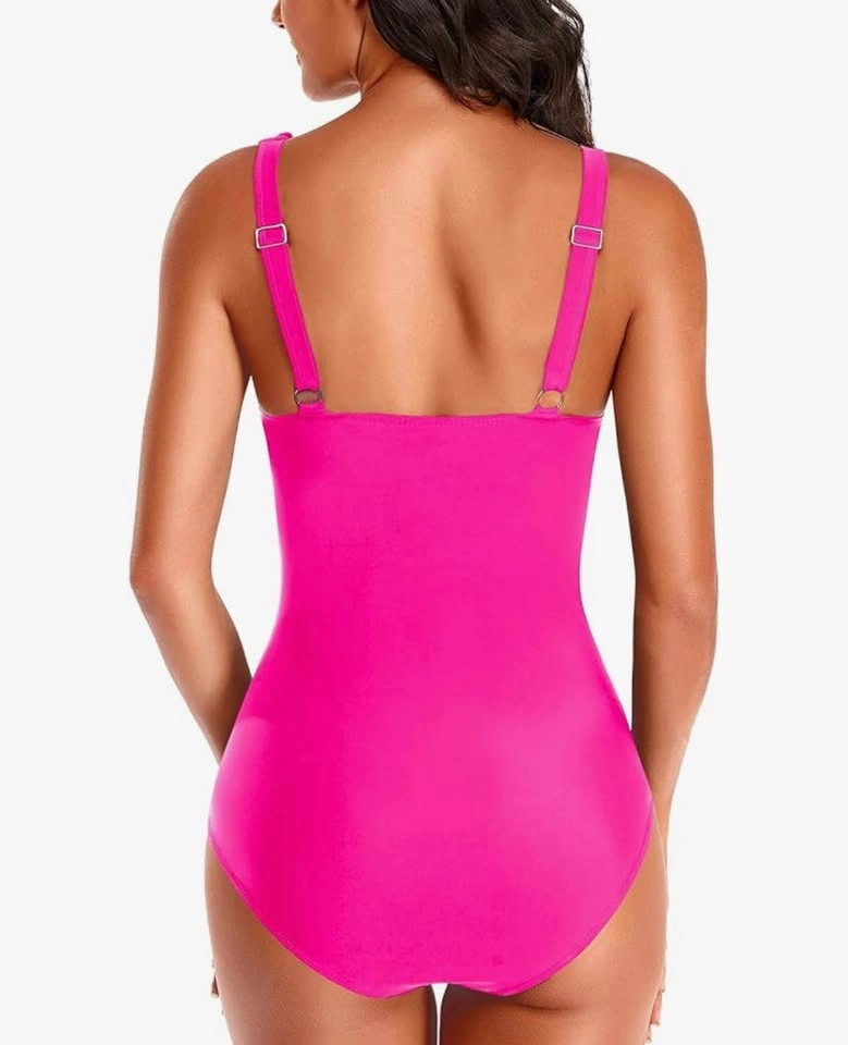 Cupshe Hot Pink Plus Size 2X Ruffle V-Neck Swimsuit - photo 4