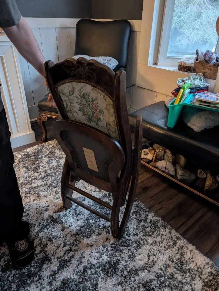 Vintage Folding Rocking Chair w/ Floral Upholstery - photo 3