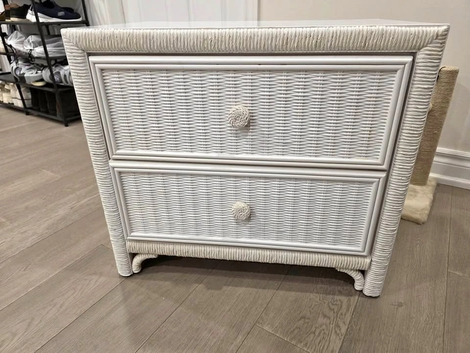 Vintage Faux Wicker Nightstand
