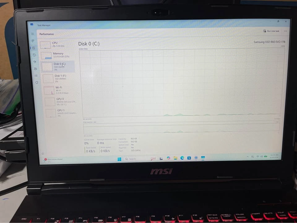 MSI GP63 Leopard 8RE Gaming Laptop i7 16GB RAM 1TB SSD GTX 1060 - photo 3