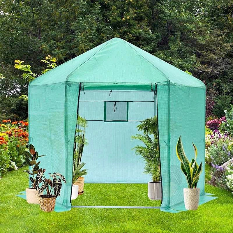 Walk-In Hexagonal Greenhouse 96.8” – Heavy Duty Metal Frame
