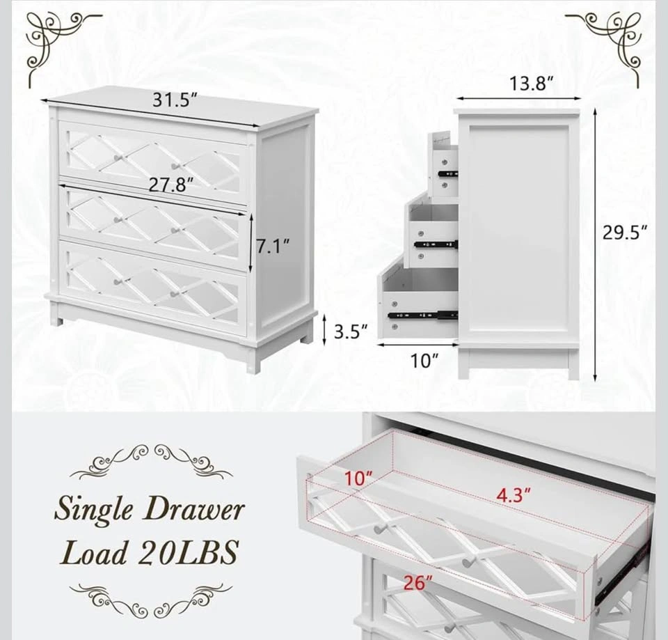 Brand New 3-Drawer Dresser with Decorative Mirror - photo 2