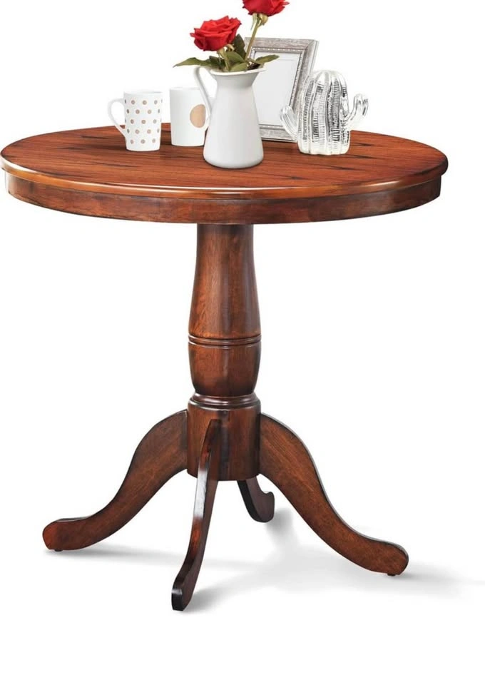 32" Round Dining Table – Solid Wood Pedestal, Walnut Finish (Bra - photo 4