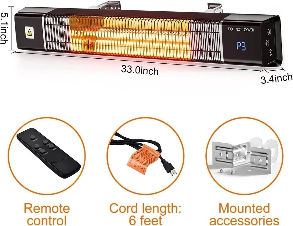 Brand New 1500W Electric Wall-Mounted Patio Heater