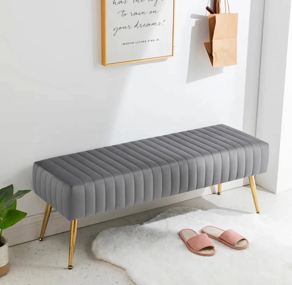44” Velvet Bench – Gold Legs – Like New