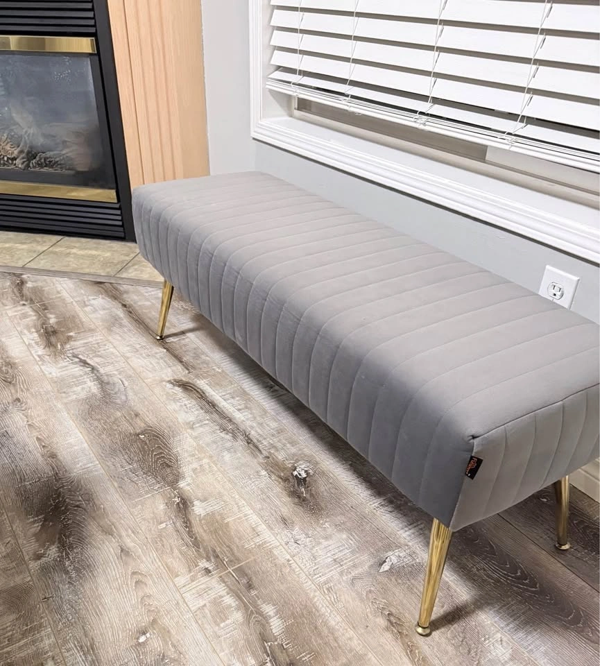 44” Velvet Bench – Gold Legs – Like New - photo 4