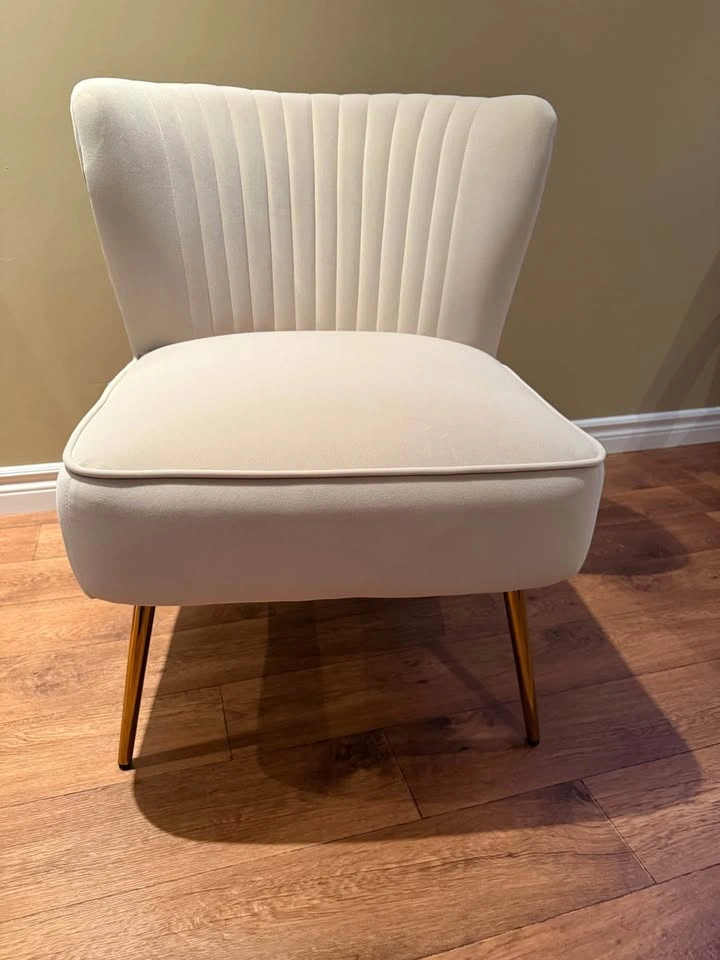 New Ivory Velvet Accent Chair – Gold Legs (Wayfair / Etta Avenue - photo 2