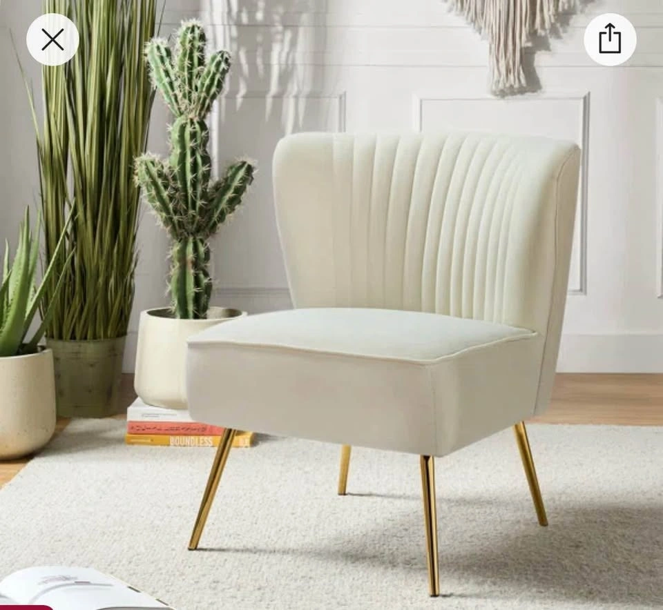 New Ivory Velvet Accent Chair – Gold Legs (Wayfair / Etta Avenue - photo 3