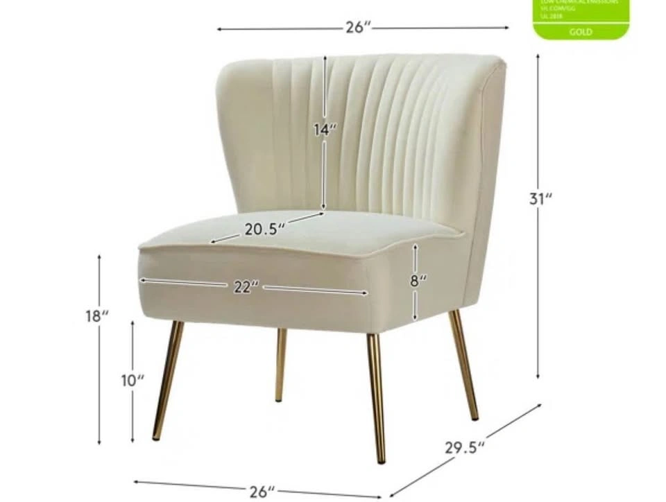 New Ivory Velvet Accent Chair – Gold Legs (Wayfair / Etta Avenue - photo 4