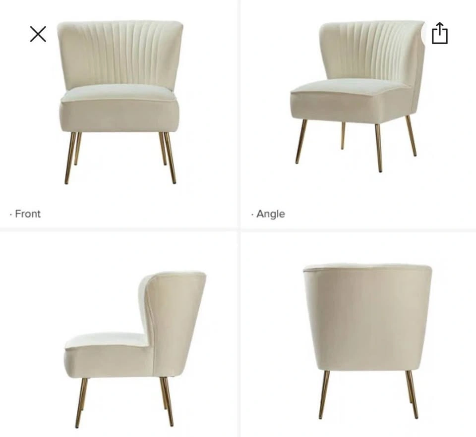 New Ivory Velvet Accent Chair – Gold Legs (Wayfair / Etta Avenue - photo 5