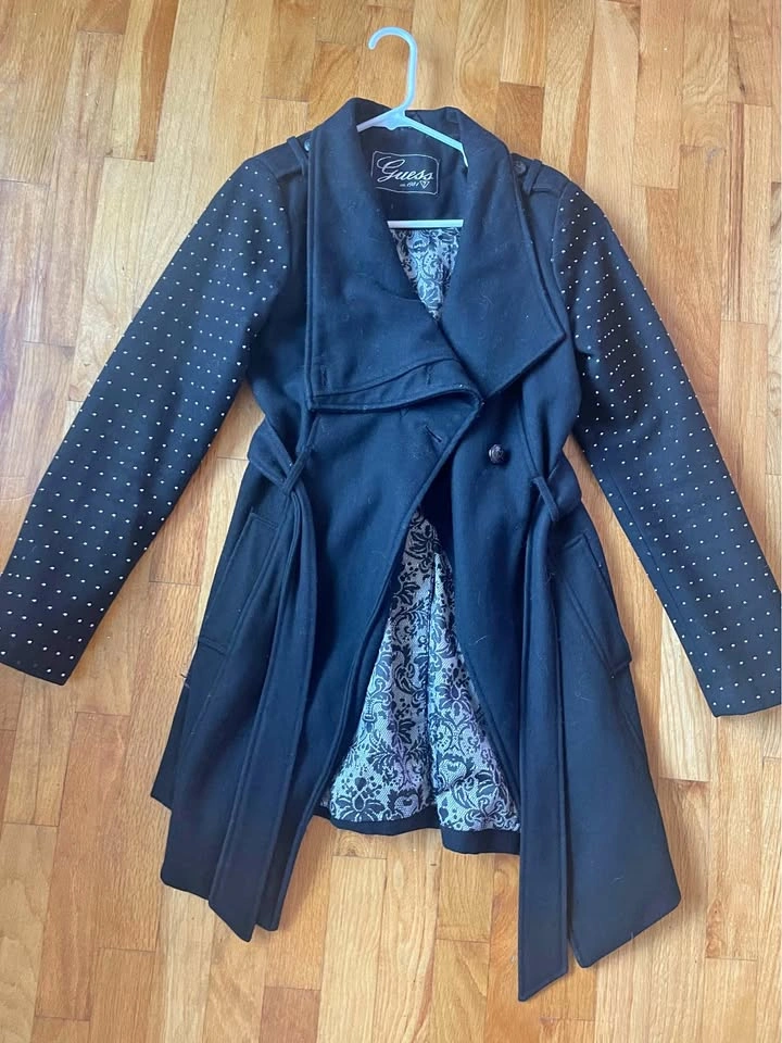Black Guess Wool Blend Coat