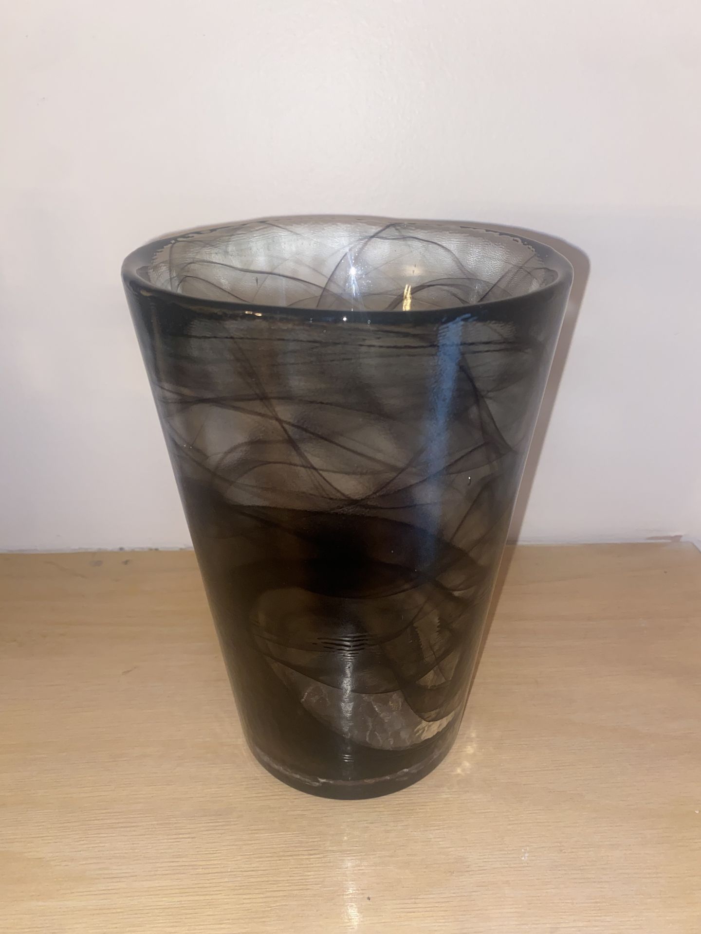 Kosta Boda Glass Vase Mine Grey Purple Swirls by Ulrica Hydman-V
